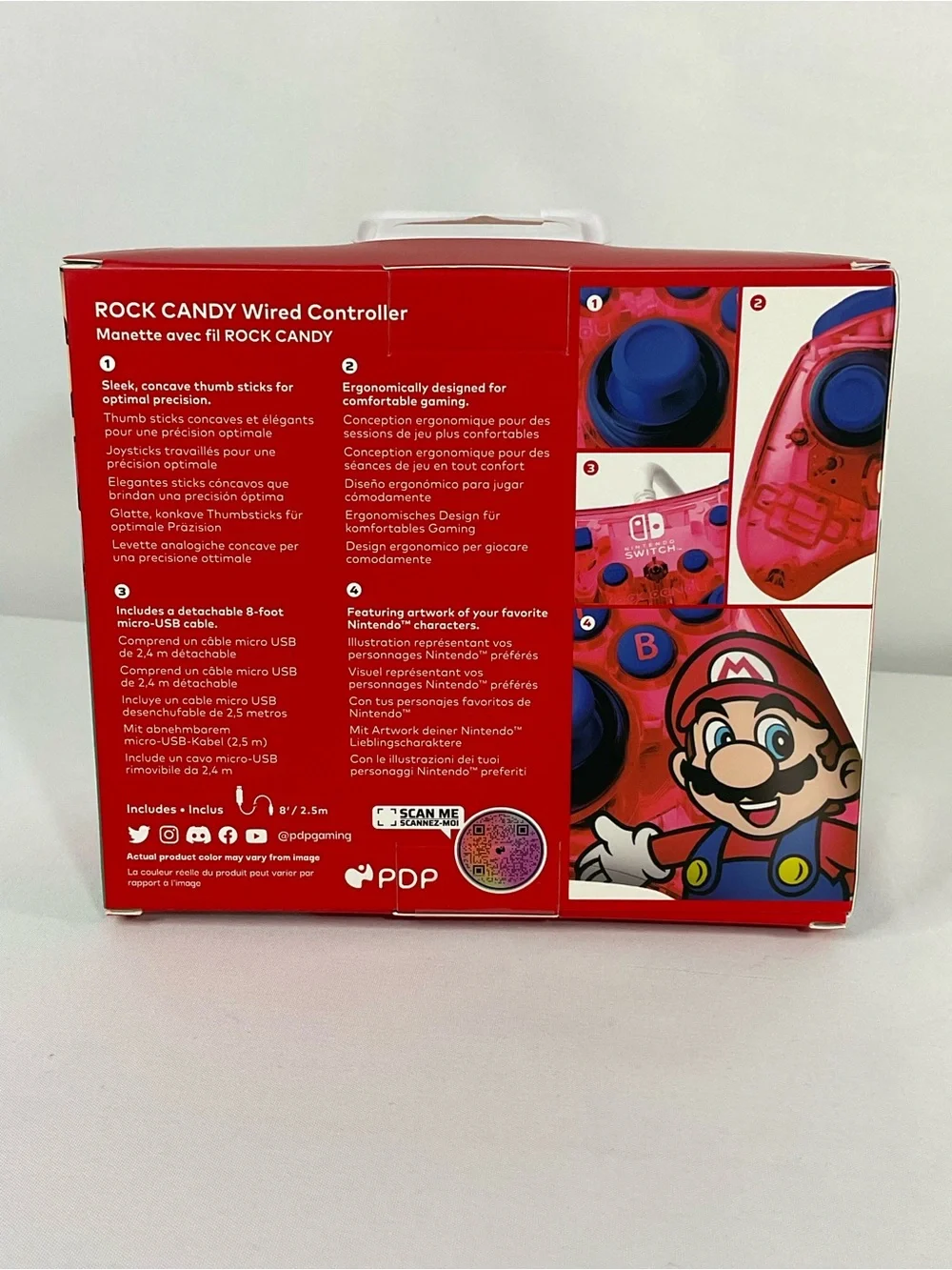 Rock & Candy Super Mario Wired Controller - Red with Blue Buttons
